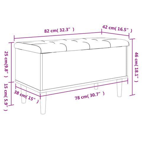 Sitzbank mit Stauraum Betongrau 82x42x46 cm Holzwerkstoff