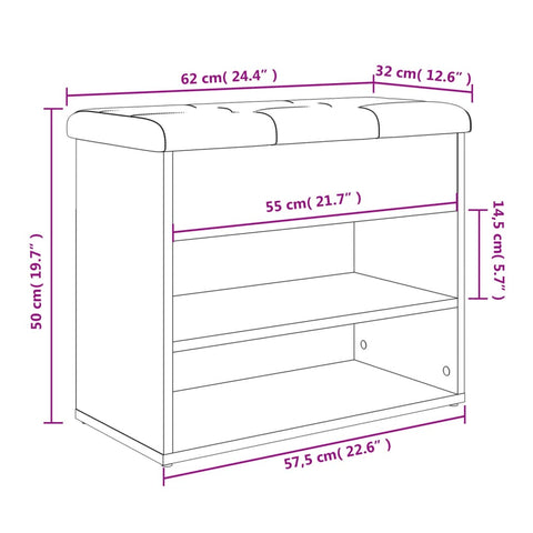 Schuhbank Schwarz 62x32x50 cm Holzwerkstoff