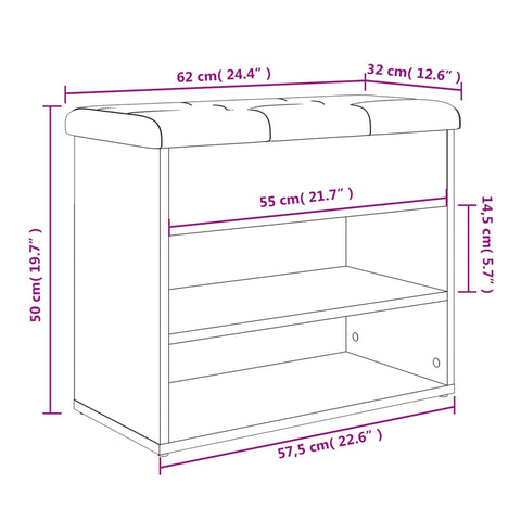 Schuhbank Grau Sonoma 62x32x50 cm Holzwerkstoff