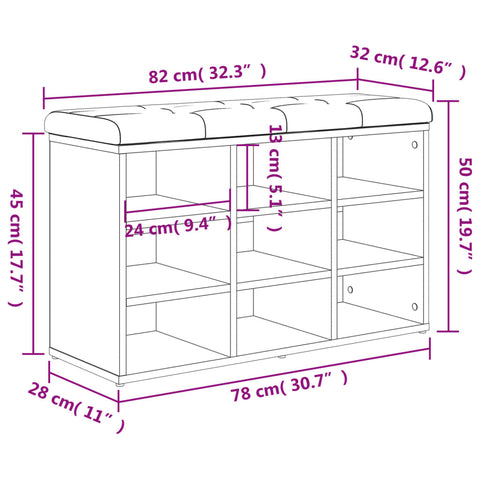 Schuhbank Schwarz 82x32x50 cm Holzwerkstoff