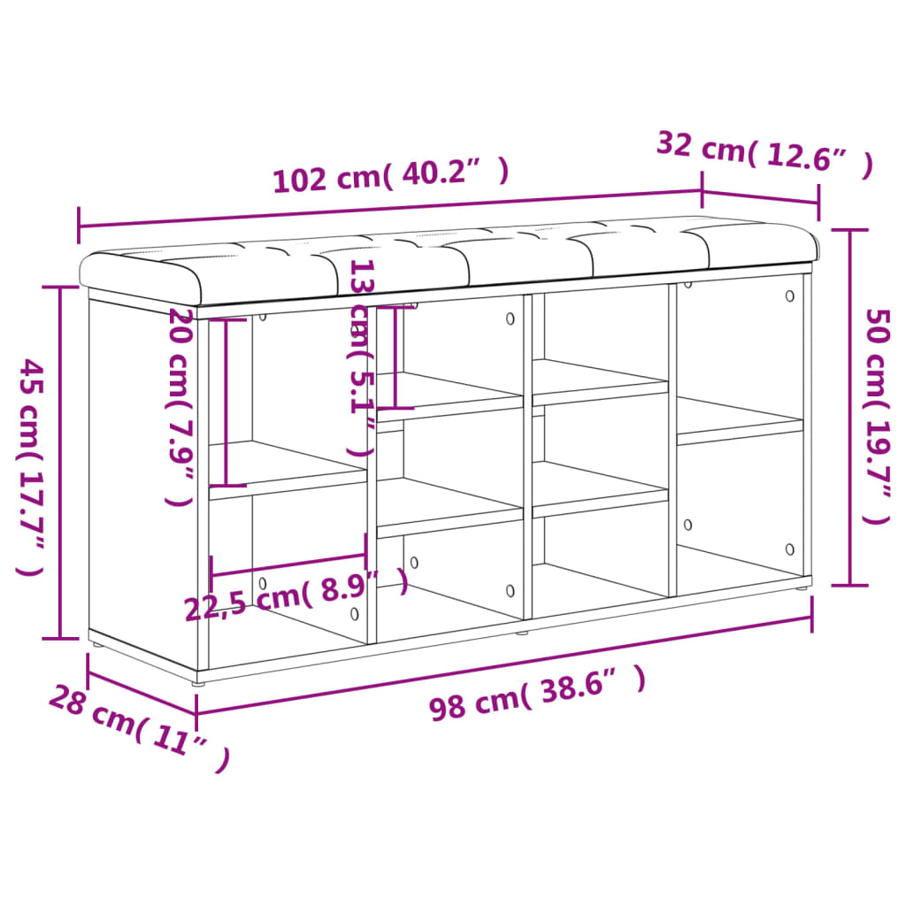 Schuhbank Weiß 102x32x50 cm Holzwerkstoff