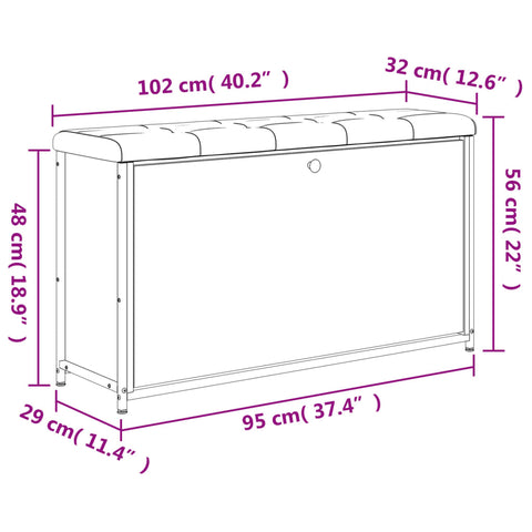 Schuhbank mit Klappe Sonoma-Eiche 102x32x56 cm