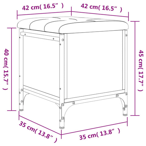 Sitzbank mit Stauraum Grau Sonoma 42x42x45 cm Holzwerkstoff