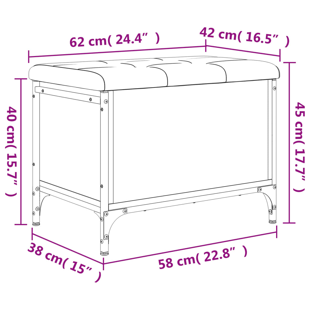 Sitzbank mit Stauraum Schwarz 62x42x45 cm Holzwerkstoff