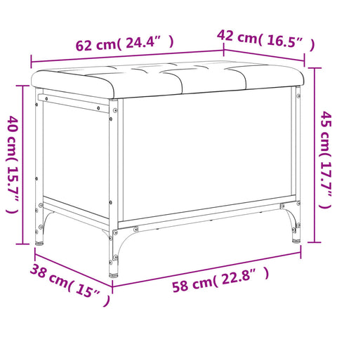 Sitzbank mit Stauraum Braun Eiche 62x42x45 cm Holzwerkstoff