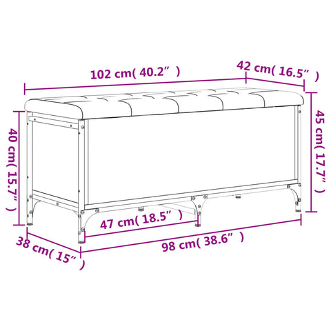 Sitzbank mit Stauraum Schwarz 102x42x45 cm Holzwerkstoff