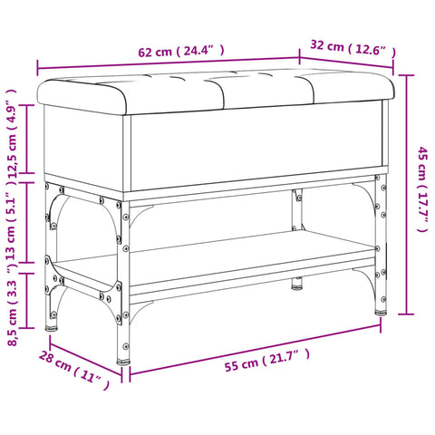 Schuhbank Schwarz 62x32x45 cm Holzwerkstoff