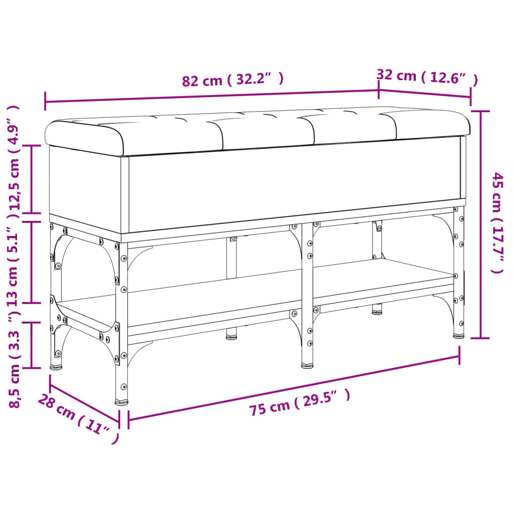 Schuhbank Braun Eichen-Optik 82x32x45 cm Holzwerkstoff