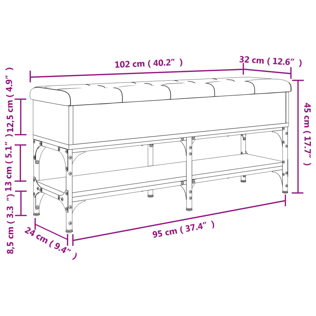 Schuhbank Räuchereiche 102x32x45 cm Holzwerkstoff