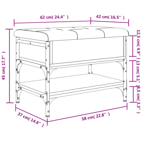 Schuhbank Schwarz 62x42x45 cm Holzwerkstoff