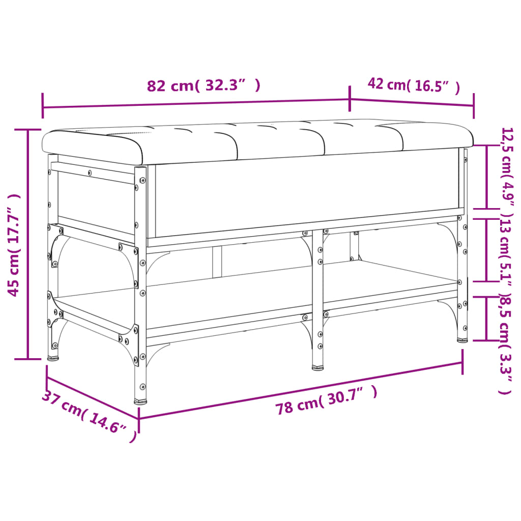 Schuhbank Sonoma-Eiche 82x42x45 cm Holzwerkstoff