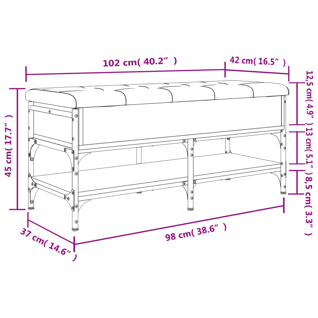 Schuhbank Schwarz 102x42x45 cm Holzwerkstoff