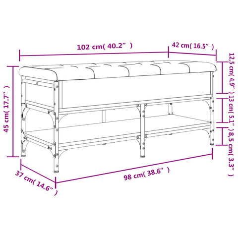 Schuhbank Braun Eichen-Optik 102x42x45 cm Holzwerkstoff