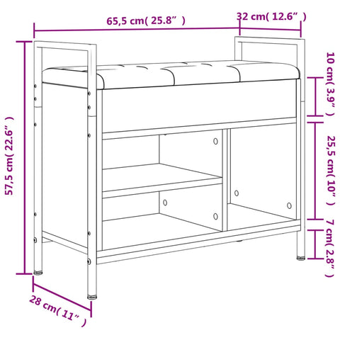 Schuhbank Schwarz 65,5x32x57,5 cm Holzwerkstoff