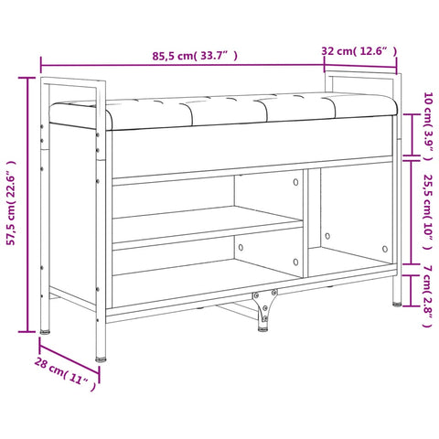 Schuhbank Räuchereiche 85,5x32x57,5 cm Holzwerkstoff