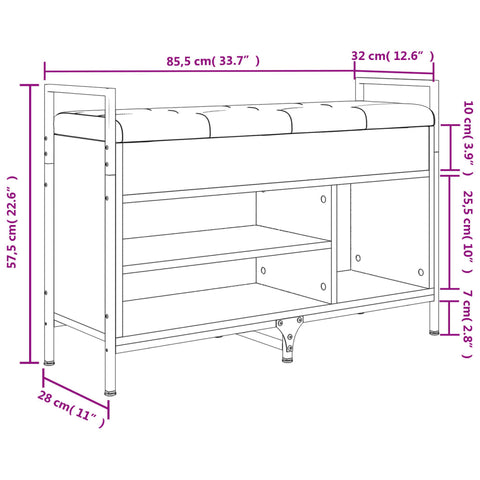 Schuhbank Grau Sonoma 85,5x32x57,5 cm Holzwerkstoff