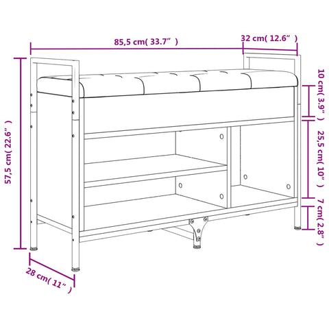 Schuhbank Braun Eichen-Optik 85,5x32x57,5 cm Holzwerkstoff