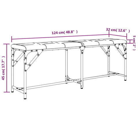 Essbank Hellgrau 124x32x45 cm Stahl und Stoff