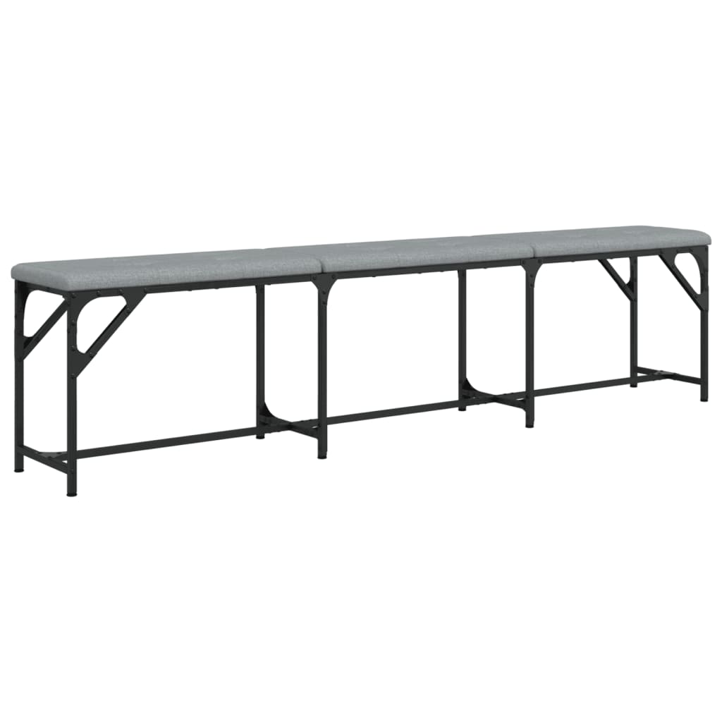 Essbank Hellgrau 186x32x45 cm Stahl und Stoff