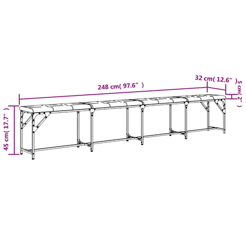 Essbank Hellgrau 248x32x45 cm Stahl und Stoff