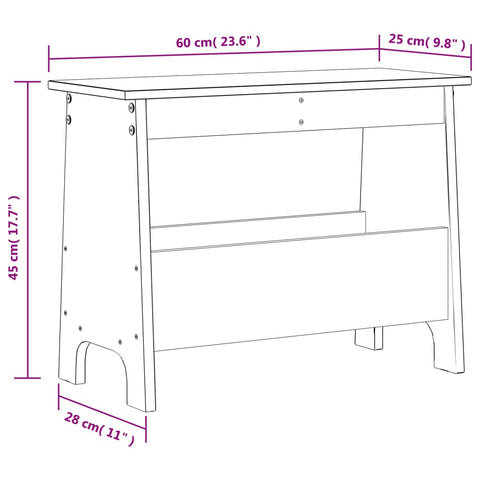 Flurbank Wachsbraun 60x28x45 cm Massivholz Kiefer