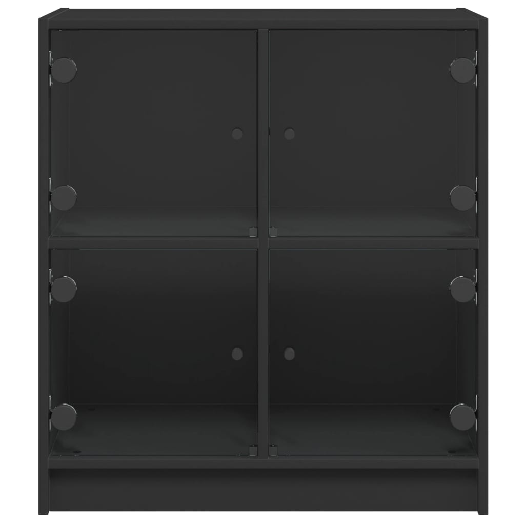 Beistellschrank mit Glastüren Schwarz 68x37x75,5 cm