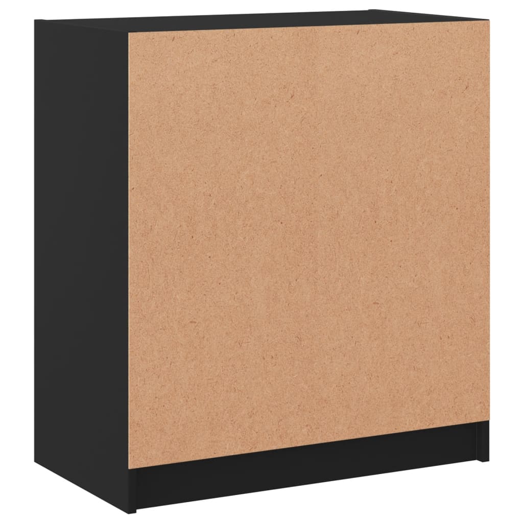 Beistellschrank mit Glastüren Schwarz 68x37x75,5 cm