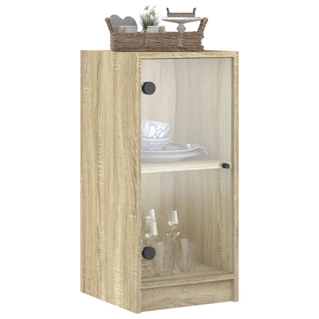 Beistellschrank mit Glastüren Sonoma-Eiche 35x37x75,5 cm