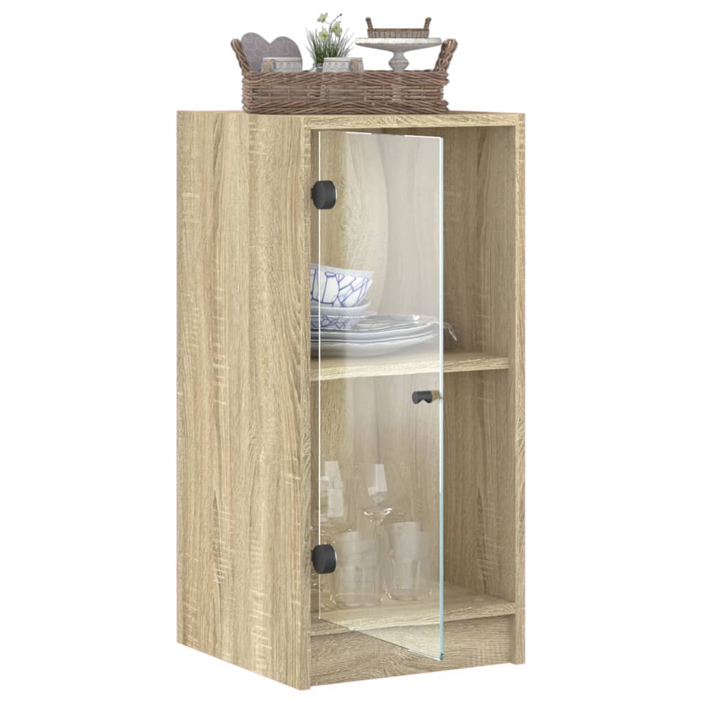 Beistellschrank mit Glastüren Sonoma-Eiche 35x37x75,5 cm