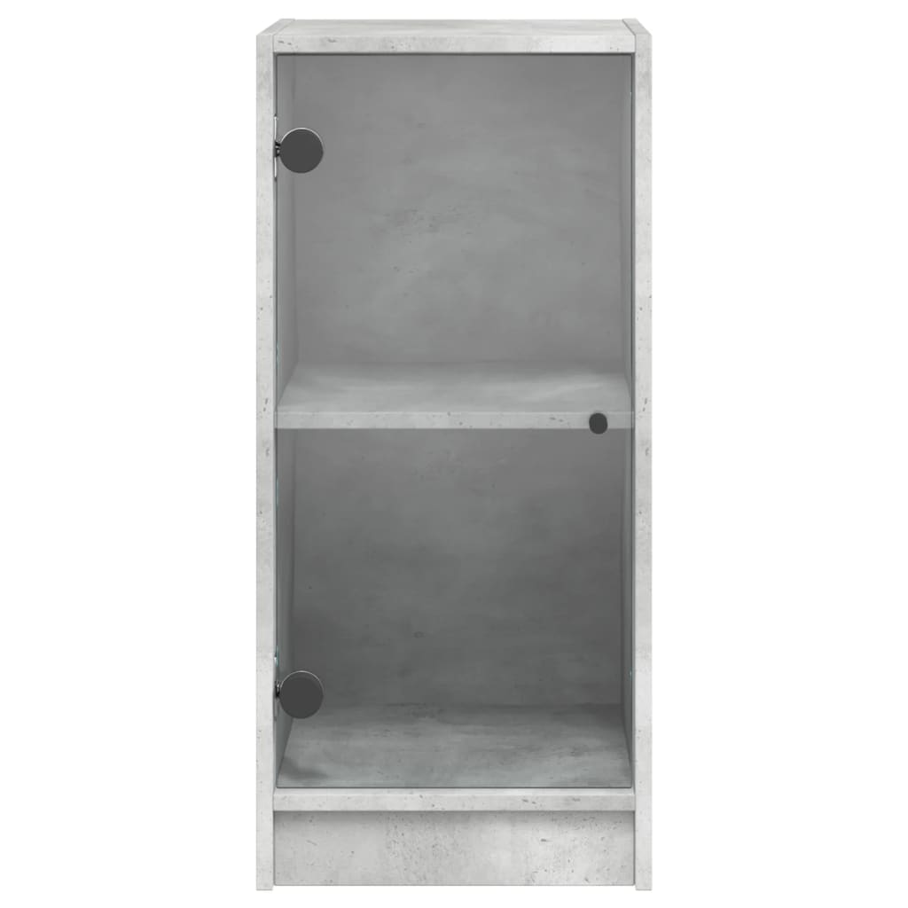 Beistellschrank mit Glastüren Betongrau 35x37x75,5 cm