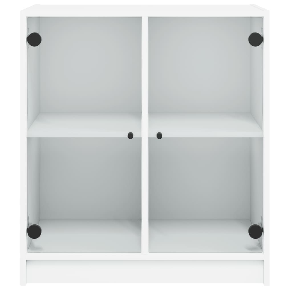 Beistellschrank mit Glastüren Weiß 68x37x75,5 cm