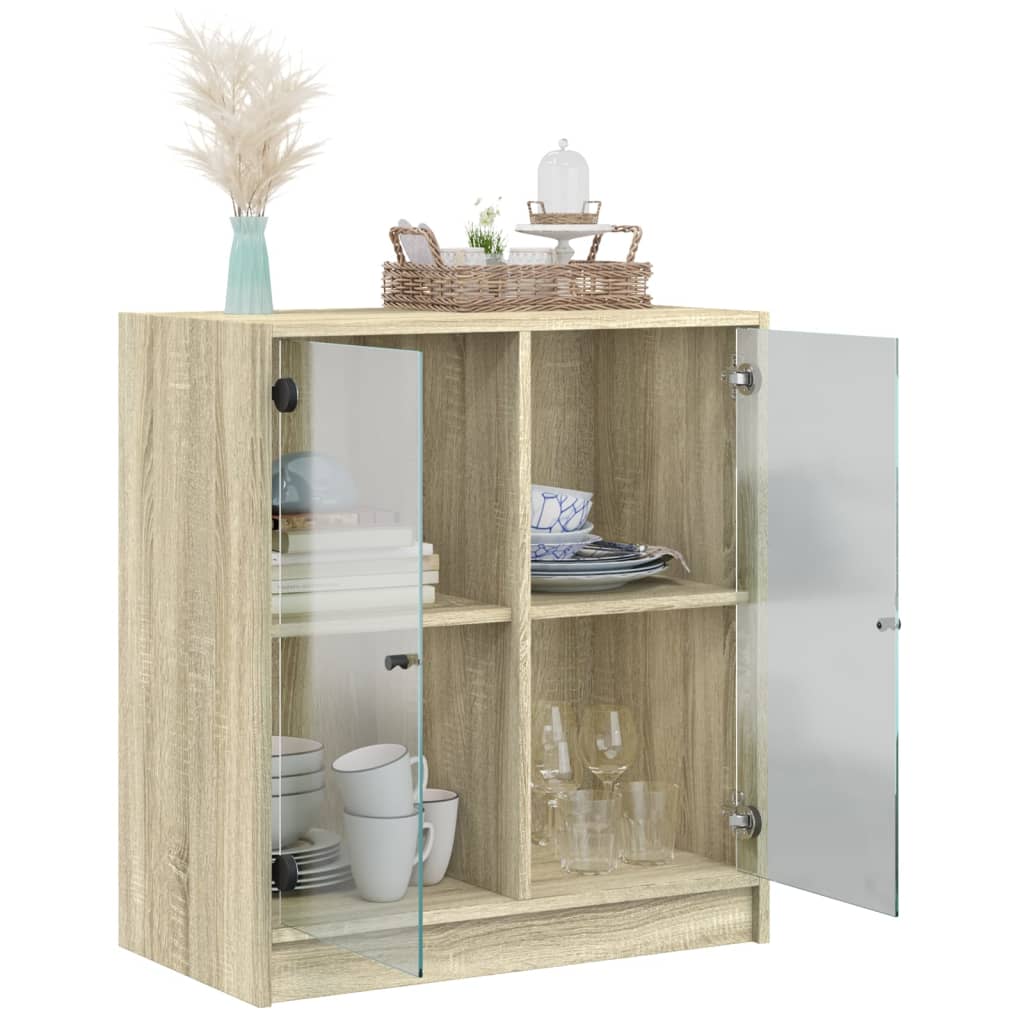 Beistellschrank mit Glastüren Sonoma-Eiche 68x37x75,5 cm