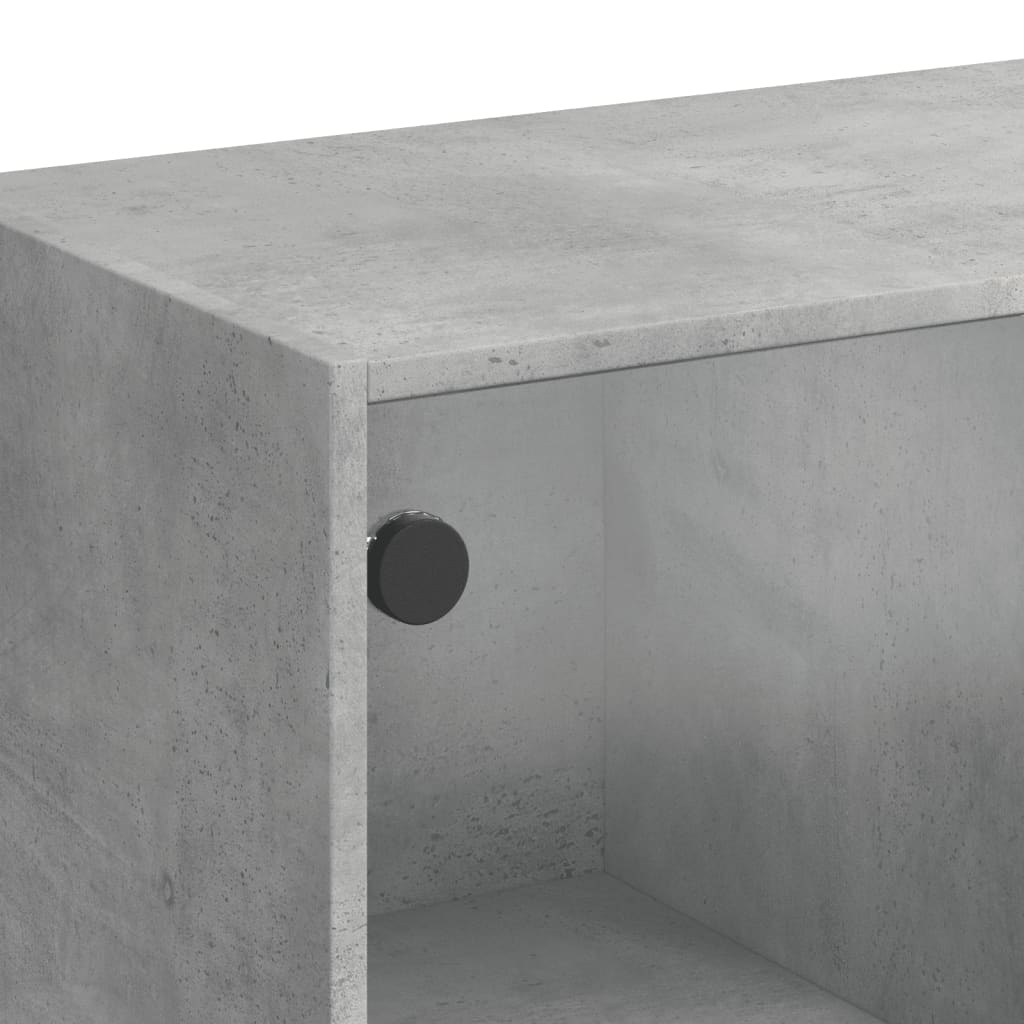 Beistellschrank mit Glastüren Betongrau 68x37x75,5 cm