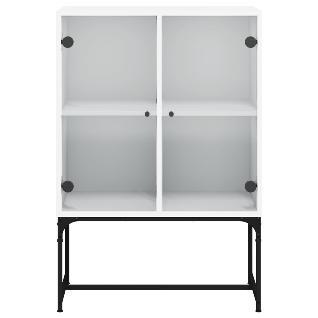 Beistellschrank mit Glastüren Weiß 69x37x100 cm