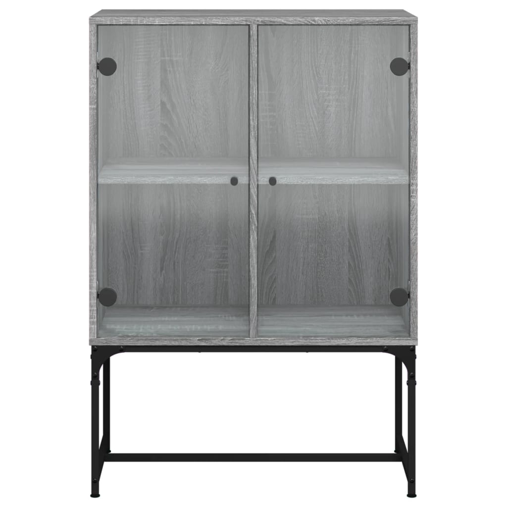 Beistellschrank mit Glastüren Grau Sonoma 69x37x100 cm