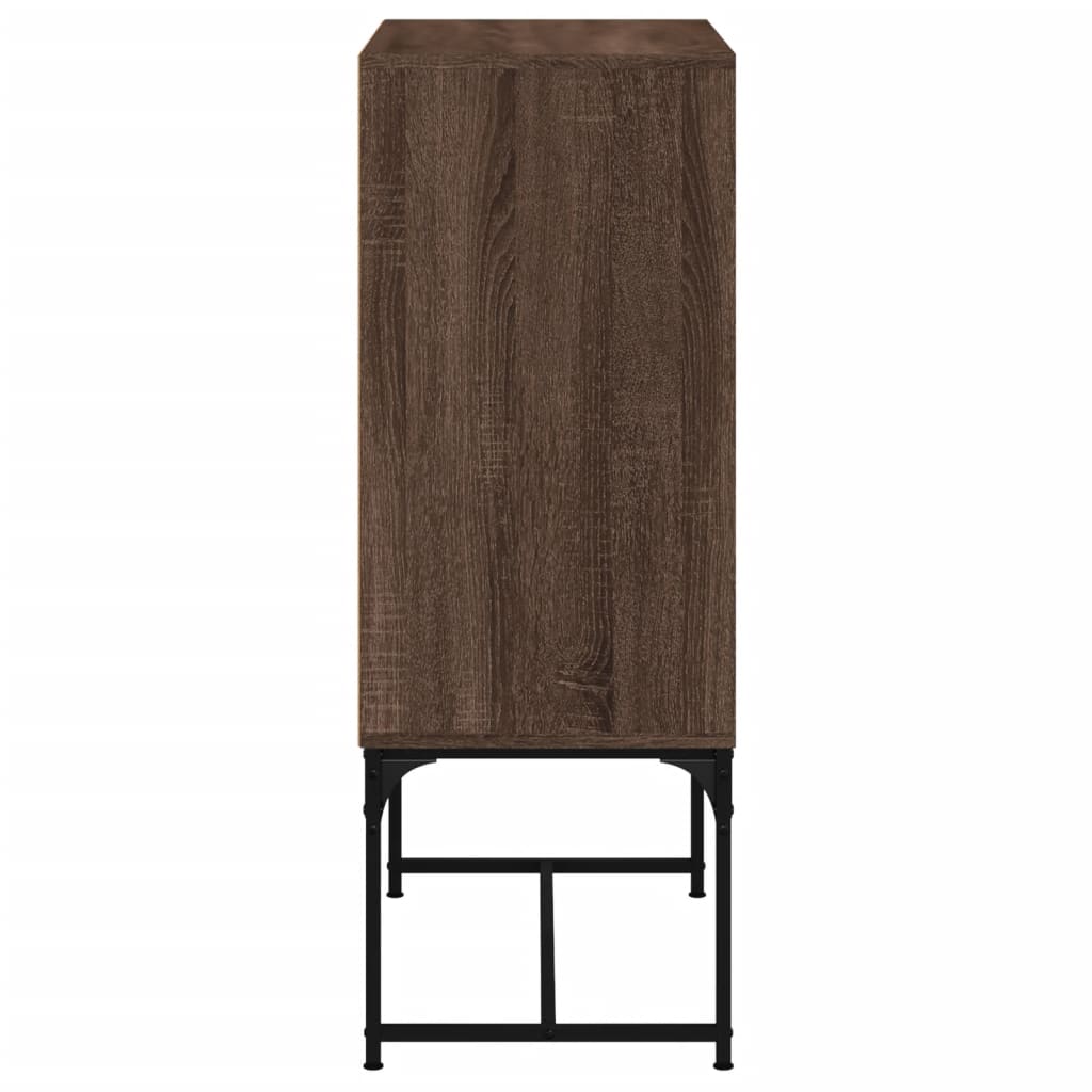 Beistellschrank mit Glastüren Braun Eichen-Optik 69x37x100 cm