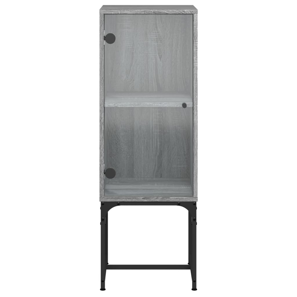 Beistellschrank mit Glastür Grau Sonoma 35x37x100 cm