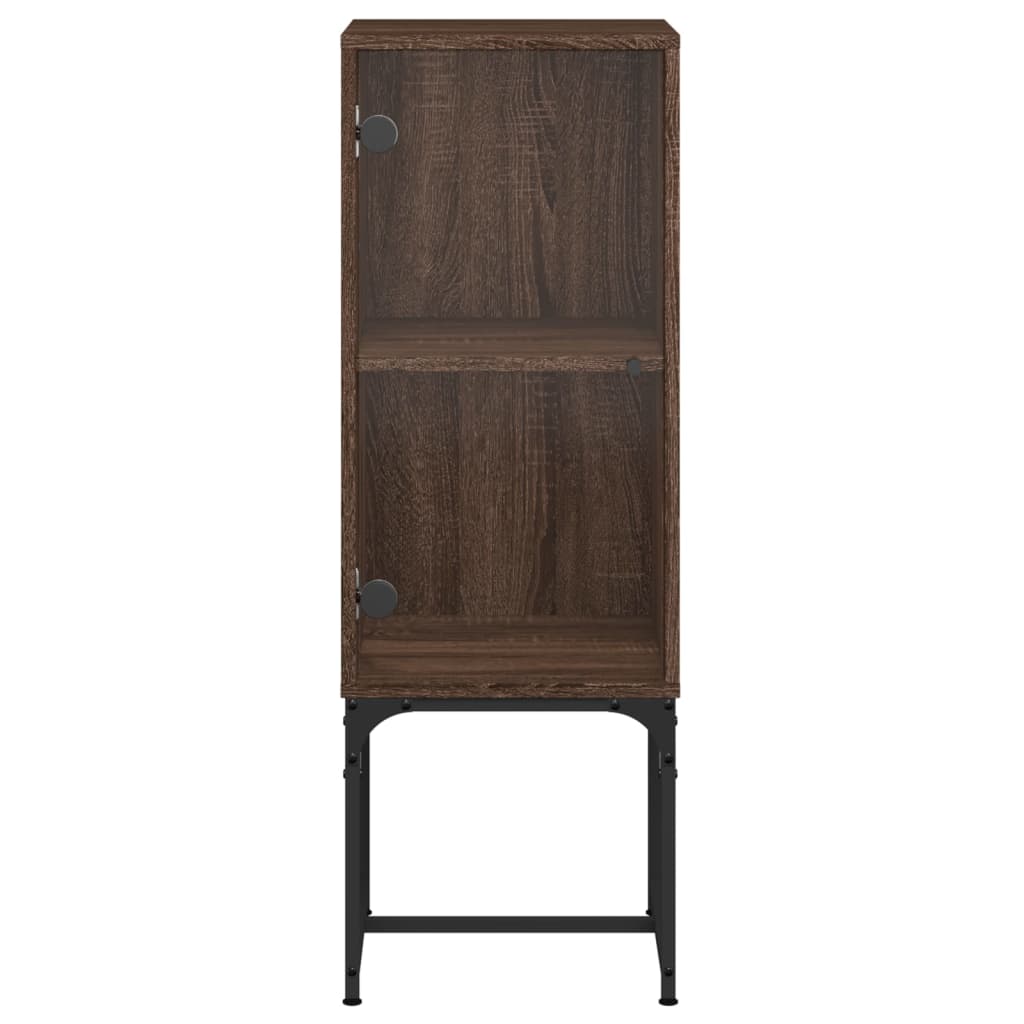 Beistellschrank mit Glastür Braun Eichen-Optik 35x37x100 cm