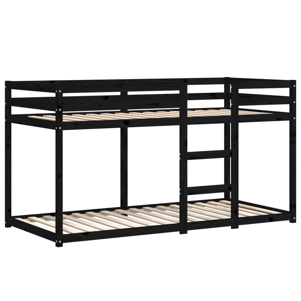 Etagenbett Schwarz 90x200 cm Massivholz Kiefer