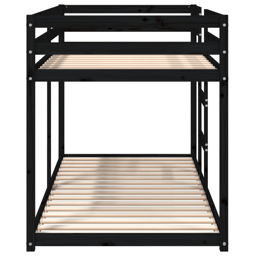 Etagenbett Schwarz 90x200 cm Massivholz Kiefer
