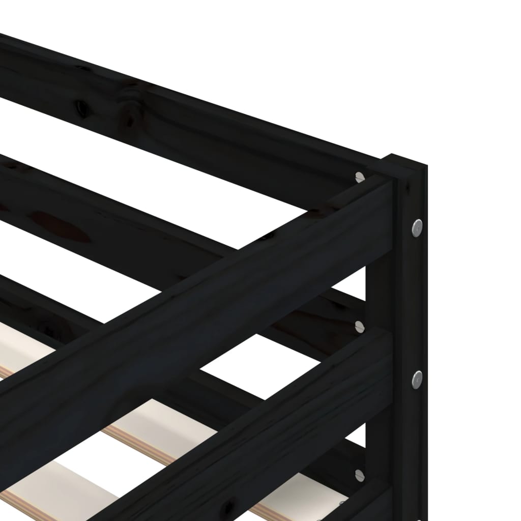 Etagenbett Schwarz 90x200 cm Massivholz Kiefer