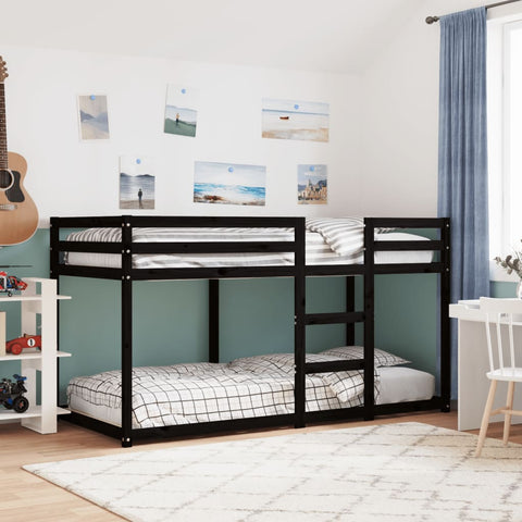 Etagenbett Schwarz 90x200 cm Massivholz Kiefer