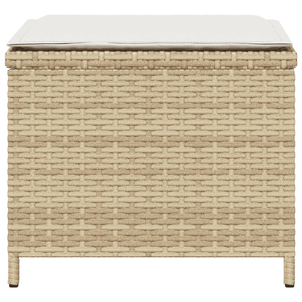 Gartenhocker mit Kissen 4 Stk. Beige 41x41x36 cm Poly Rattan