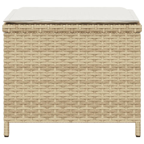 Gartenhocker mit Kissen 4 Stk. Beige 41x41x36 cm Poly Rattan