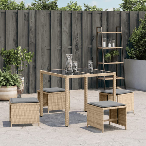 Gartenhocker Kissen 4Stk. Beigemischung 41x41x36 cm Poly Rattan