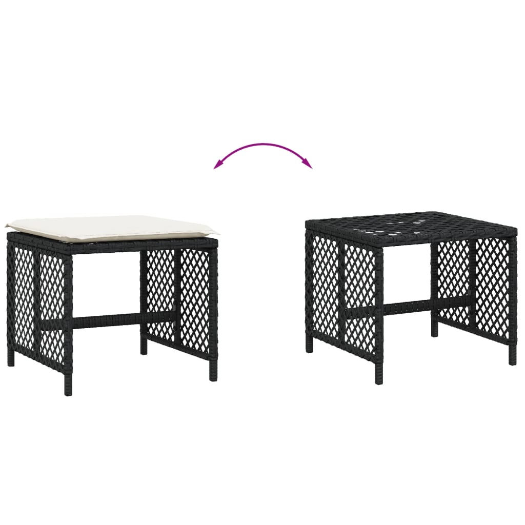 Gartenhocker mit Kissen 4 Stk. Schwarz 41x41x36 cm Poly Rattan