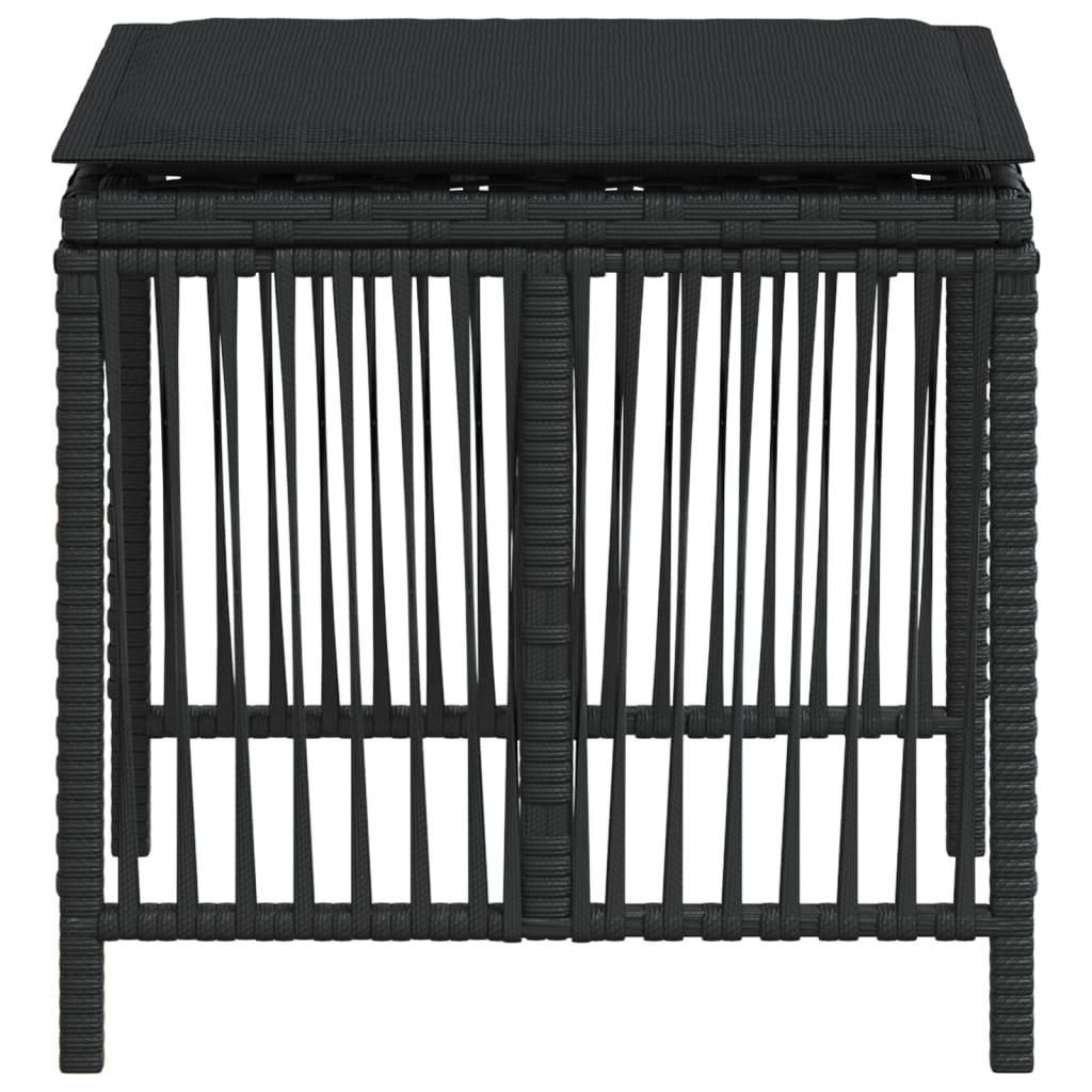 Gartenhocker mit Kissen 4 Stk. Schwarz 41x41x36 cm Poly Rattan