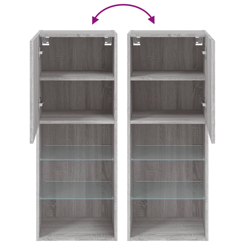 TV-Schrank mit LED-Leuchten Grau Sonoma 40,5x30x102 cm