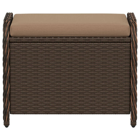 Gartenhocker mit Kissen Braun 58x46x46 cm Poly Rattan