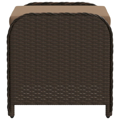 Gartenhocker mit Kissen Braun 58x46x46 cm Poly Rattan